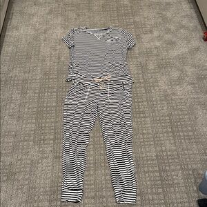 Striped Black and White Lounge Set/pajamas lates by Kate